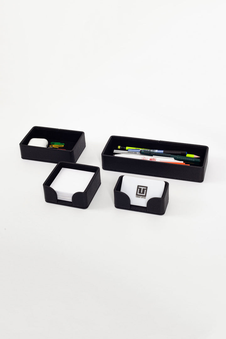Felix Desktop Leather Organizer Set 4 Pieces Black