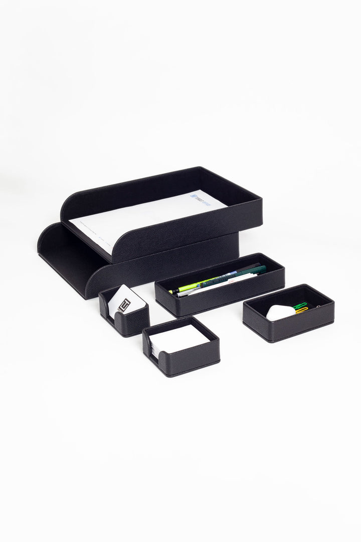 Felix Desktop Leather Organizer Set 6 Pieces Black