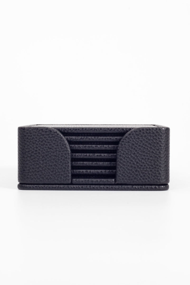 Leather Coaster Set Black