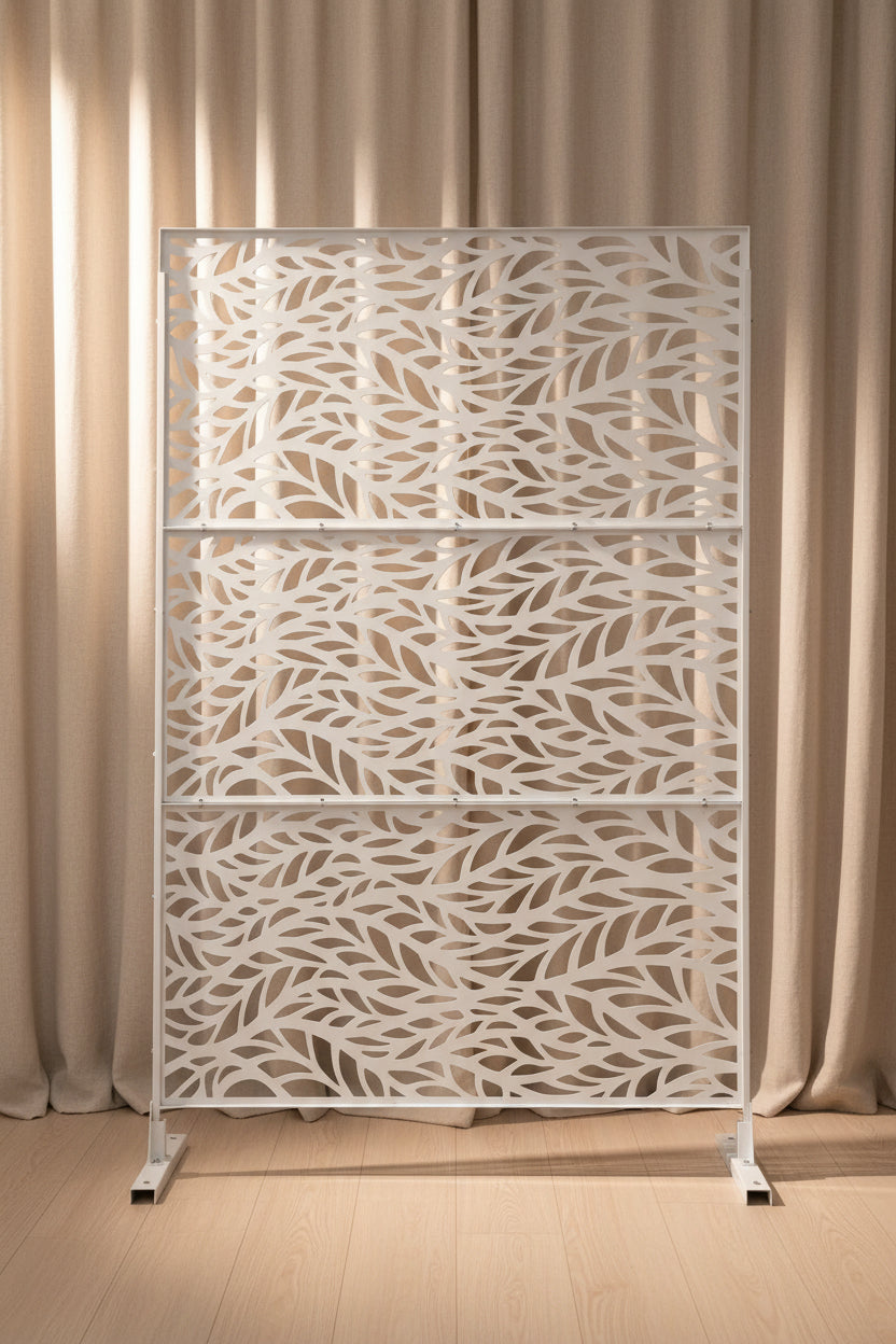 Outdoor  Indoor Privacy Screen Metal Privacy Screen 76 Hx48 W  Freestanding Decorative Privacy Screen For Deck Balcony Patio, Privacy Fence Panels For Outside Lawn Garden PS110
