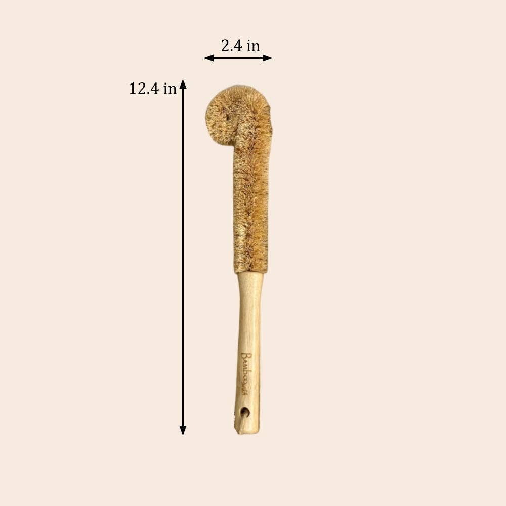 XL bottle brush, 12.4 in long, 2.4 in bristle head; tan wood handle