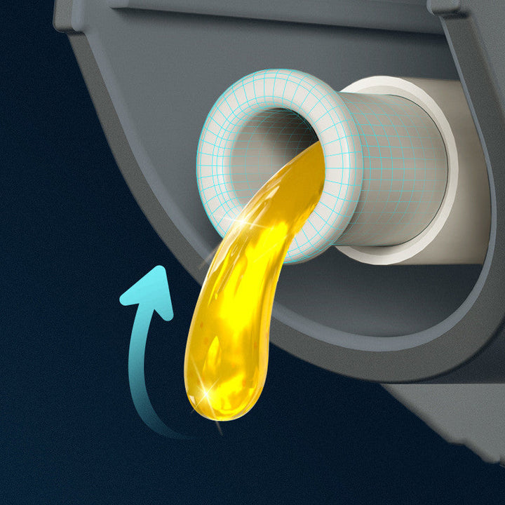 Automatic gravity oil dispenser pouring golden oil from the pump nozzle