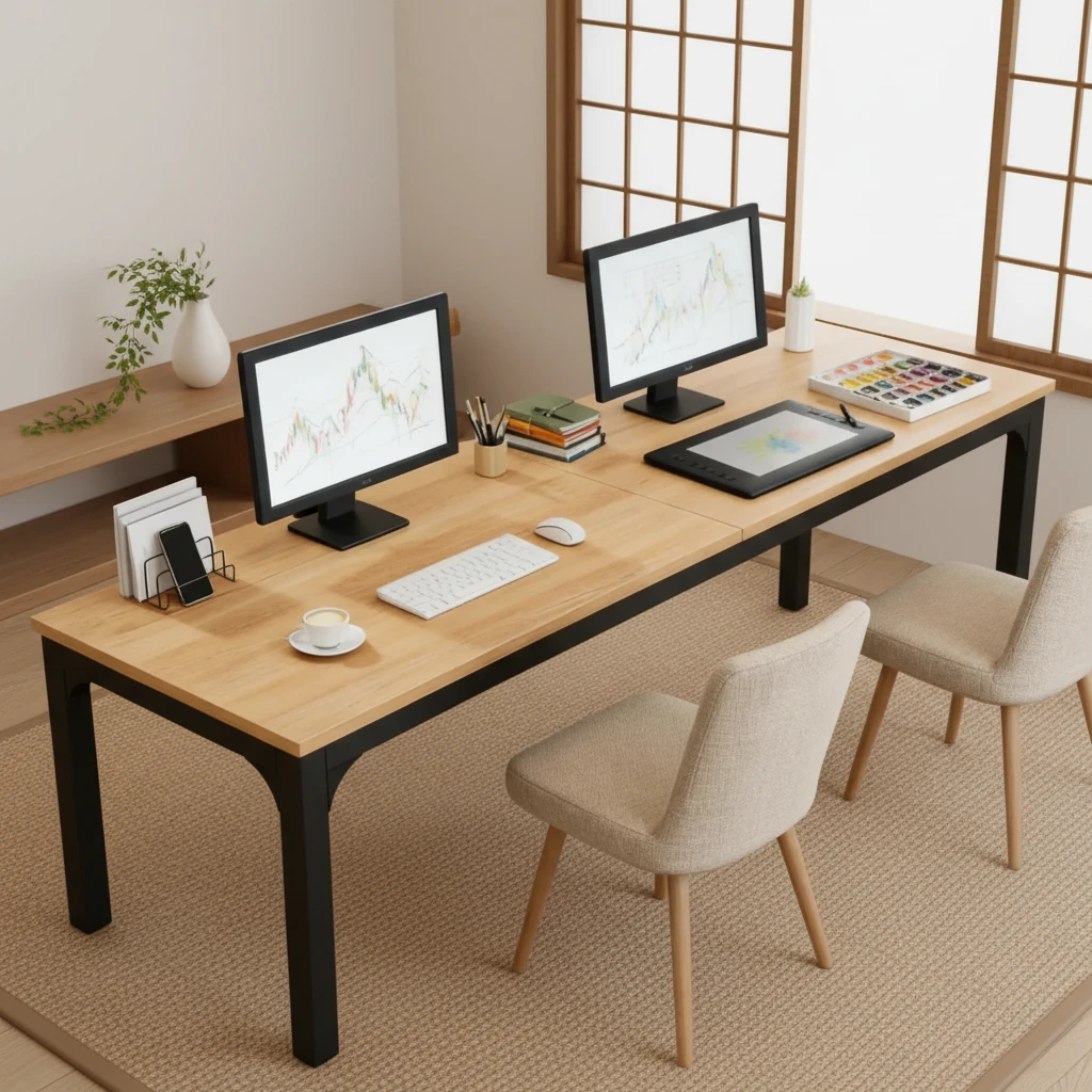 78 Inch Executive Office Desk Double Workstation Wood