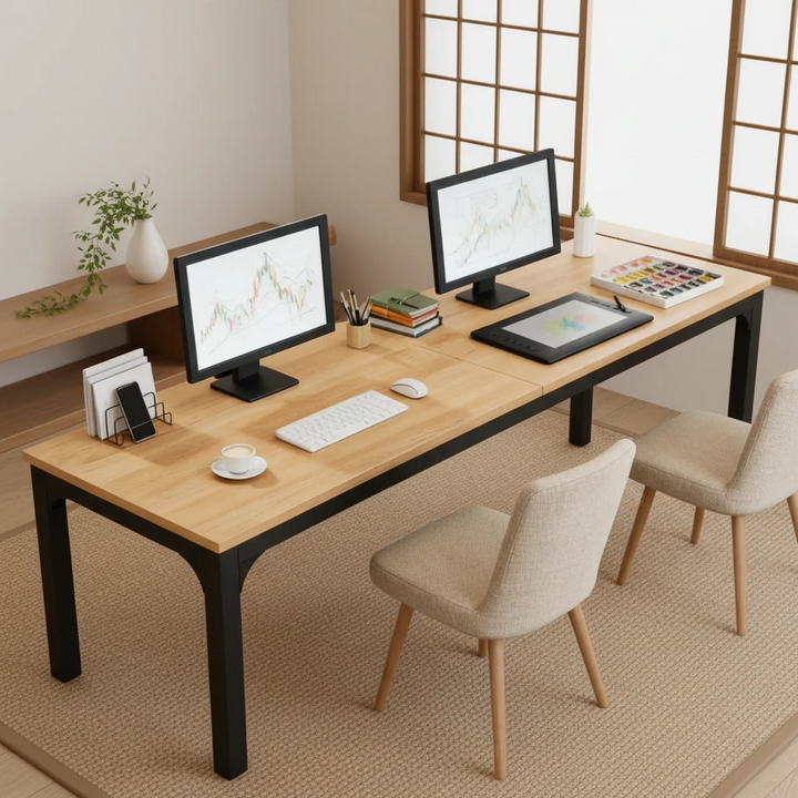 78 Inch Executive Office Desk Double Workstation Wood
