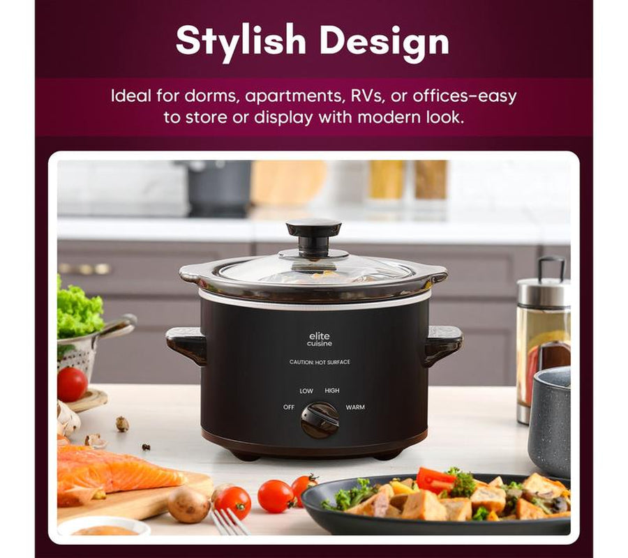 Elite Cuisine 1.5‑Qt Mini Slow Cooker
