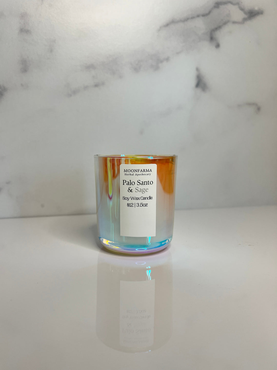 Palo Santo &amp; Sage soy wax candle, 3.5 oz, clear glass with gold rim