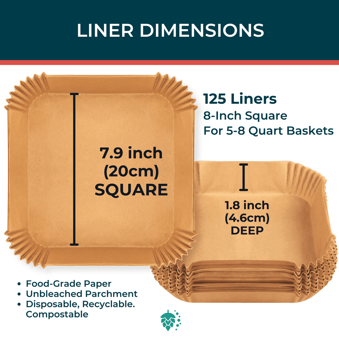 Air Fryer Parchment Liners — Square, Pack of 125