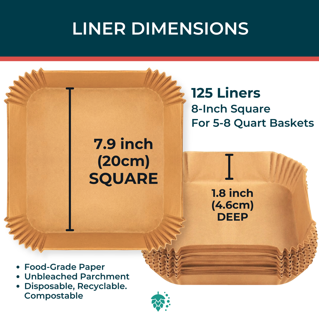 Air Fryer Parchment Liners — Square, Pack of 125
