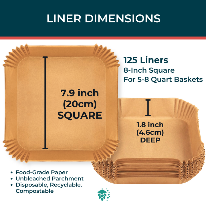Air Fryer Parchment Liners — Square, Pack of 125