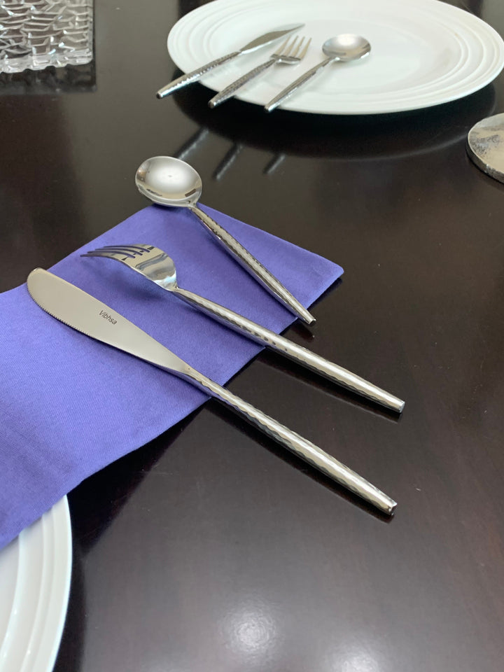 Vibhsa silverware set for 12, stainless steel knife, fork, and spoon pieces
