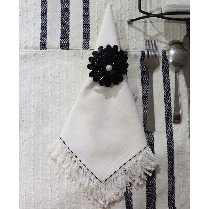 Cotton Napkins with Black Embroidery (Set of 4)