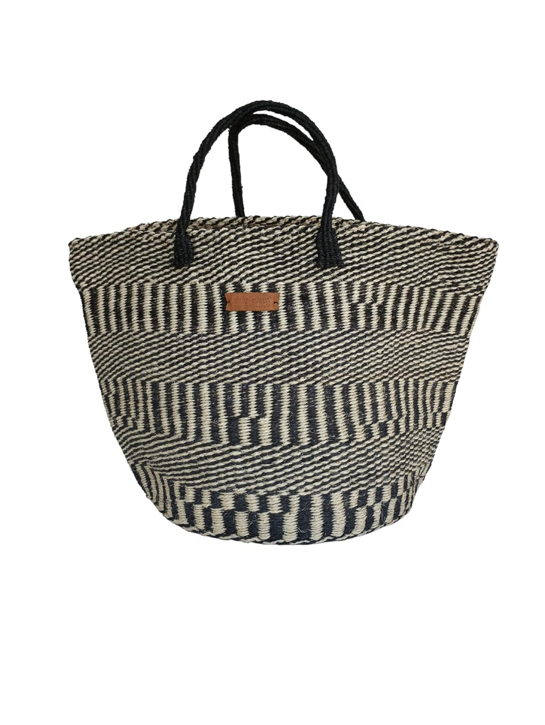 Balance Stripes Handmade Sisal Beach Market Sustainable Straw Basket Tote Bag