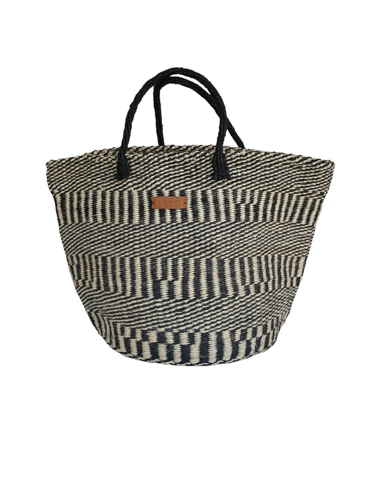 Balance Stripes Handmade Sisal Beach Market Sustainable Straw Basket Tote Bag