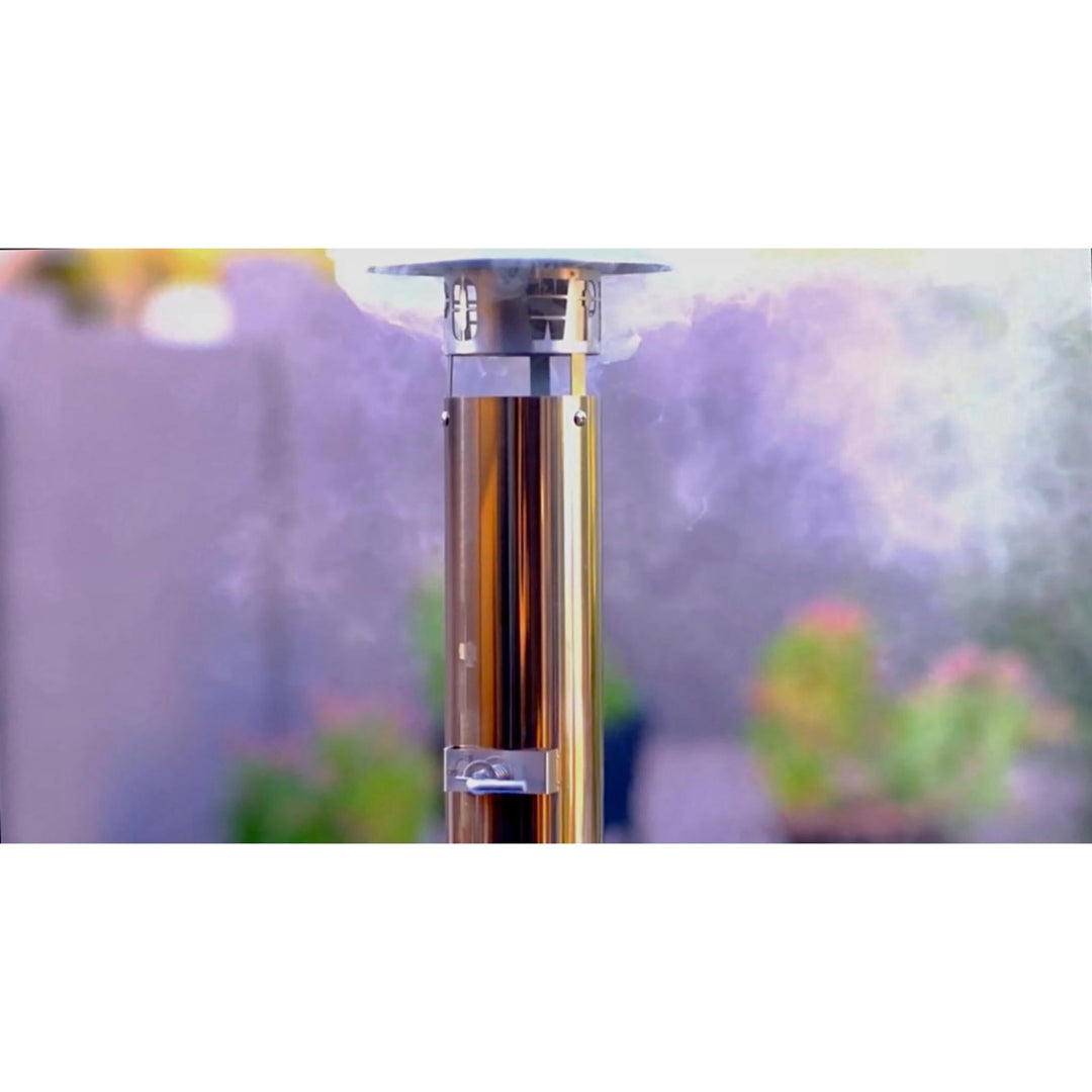 Wood-fired oven chimney flue close-up
