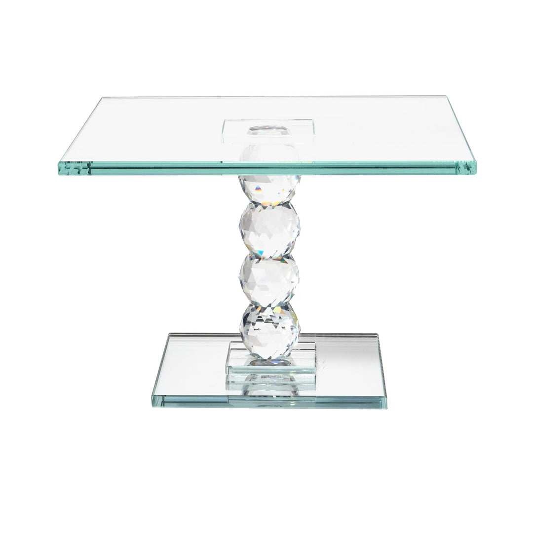 Exquisite Crystal Dessert Stand with Mirror Pedestal Base
