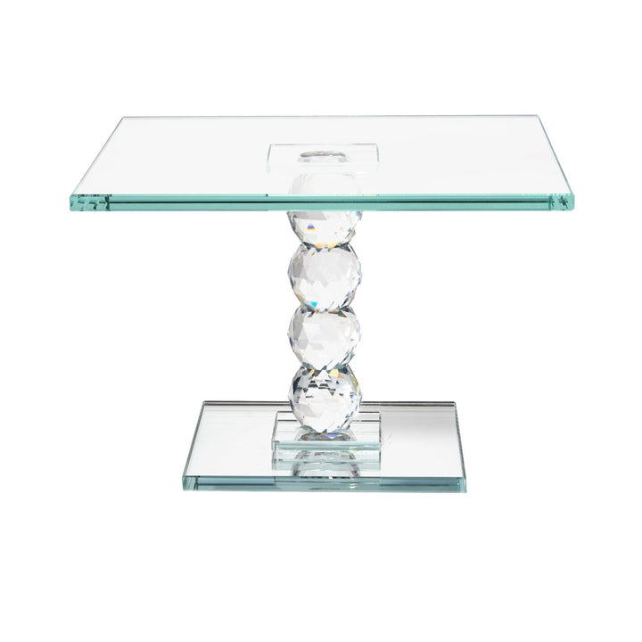 Exquisite Crystal Dessert Stand with Mirror Pedestal Base