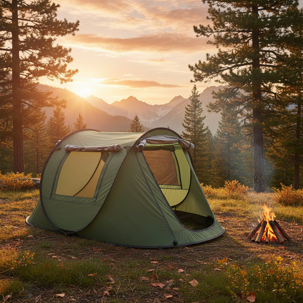 3-4 Person Pop Up Tent Automatic Setup Camping Tent Waterproof Instant Setup Tent with 2 Mosquito Net Windows Carrying Bag for Hiking Climbing Adventu