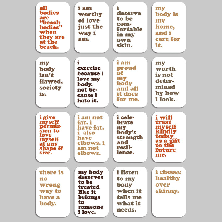 Body Positive Affirmation Cards, Deck of 16