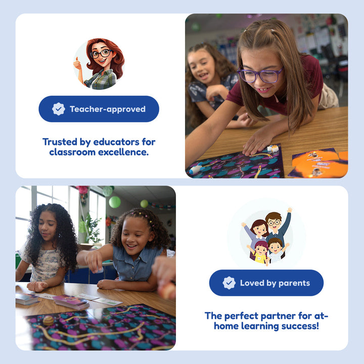 Parent and teacher feedback collage with learning tools and success badges
