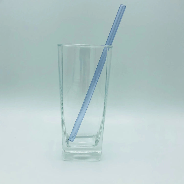 8-inch bent straw with light blue finish