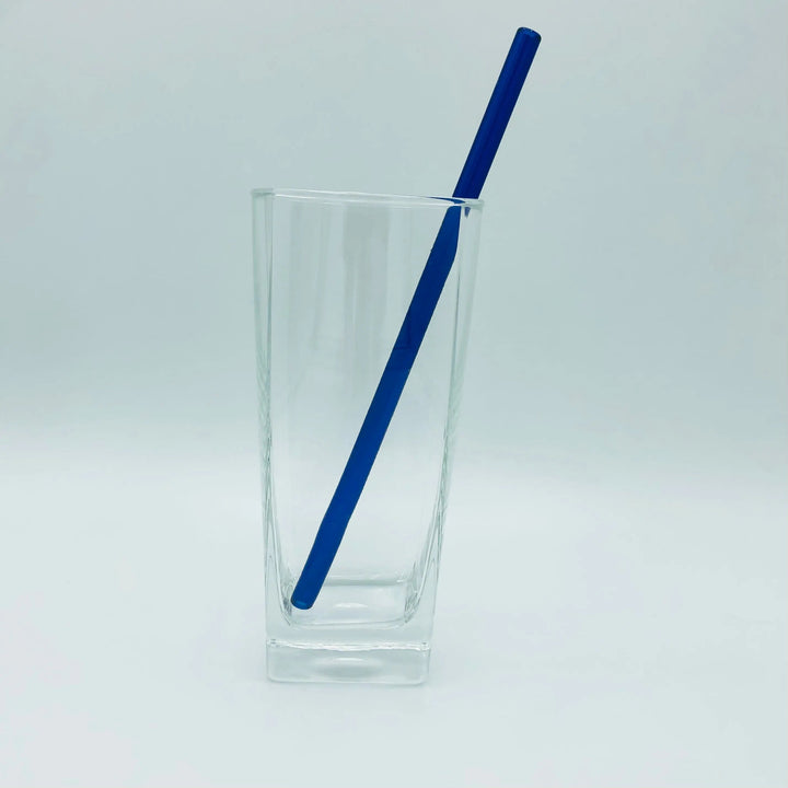 8-inch bent straw with solid blue finish