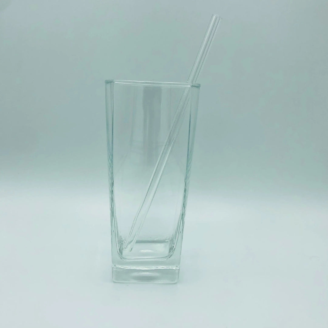 8-inch bent straw with clear/white translucent finish