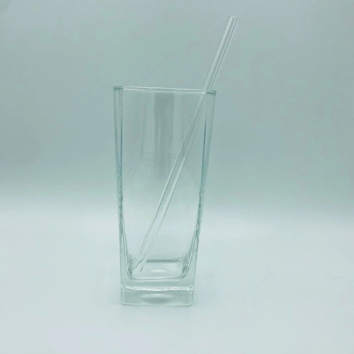 8-inch bent straw with clear/white translucent finish