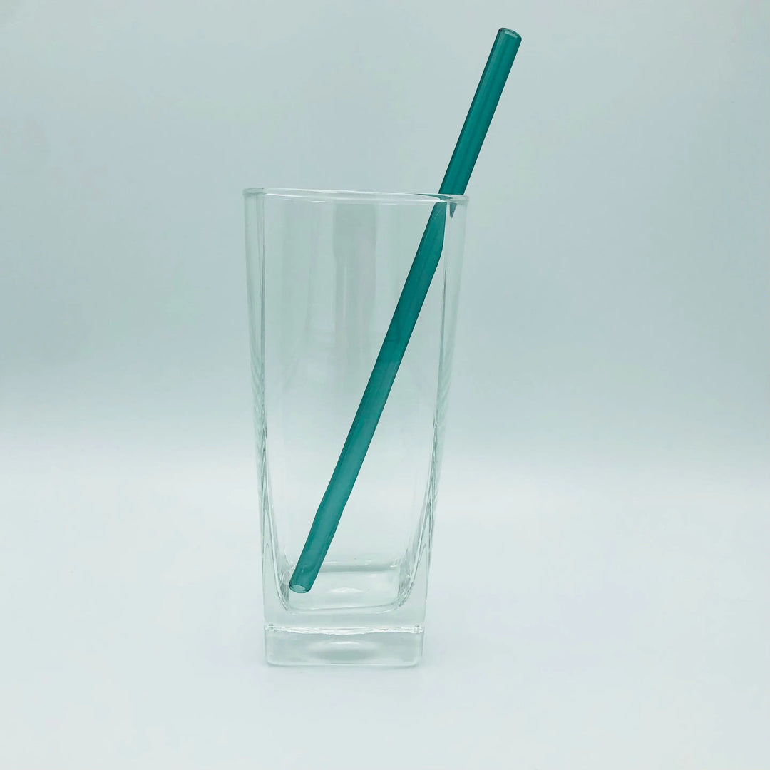 8-inch bent straw with teal-green finish
