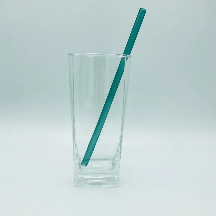 8-inch bent straw with teal-green finish