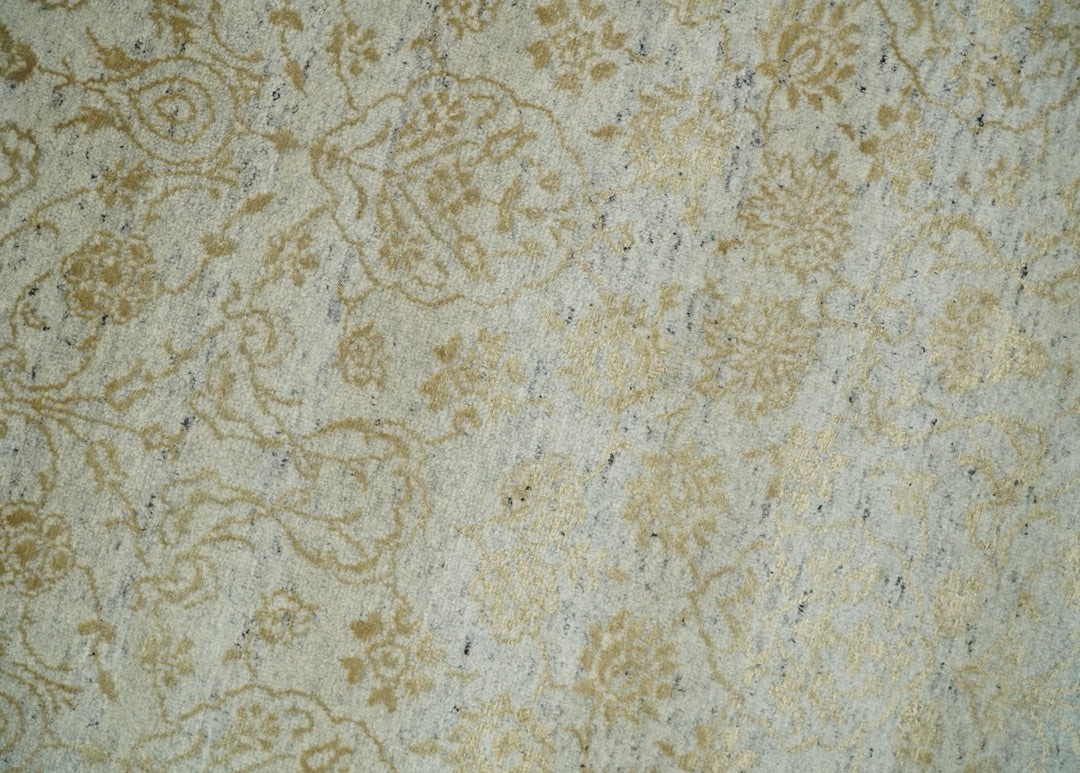 8x10 Fine Hand Knotted Beige and Gold Traditional Vintage Persian Style Antique Silk Rug