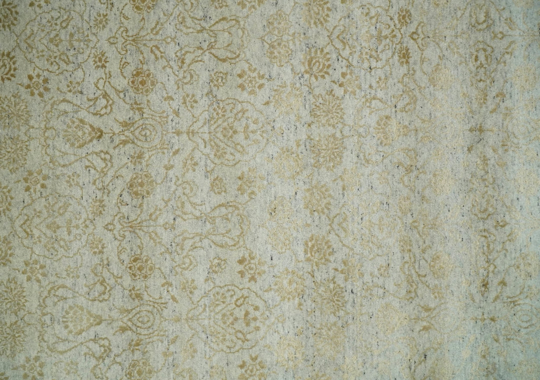 8x10 Fine Hand Knotted Beige and Gold Traditional Vintage Persian Style Antique Silk Rug