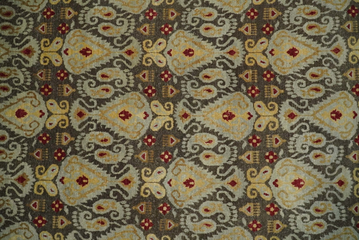 8x8 Round Fine Hand Knotted Brown and Beige Traditional Style Antique Wool Rug