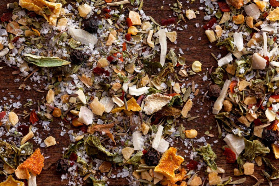 Citrus rub seasoning blend, finely chopped herb and peel mix