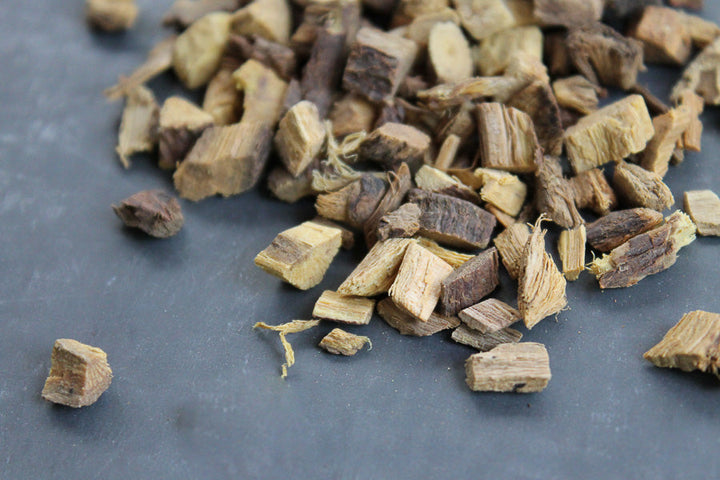 Cut licorice root pieces, assorted chunks and sticks