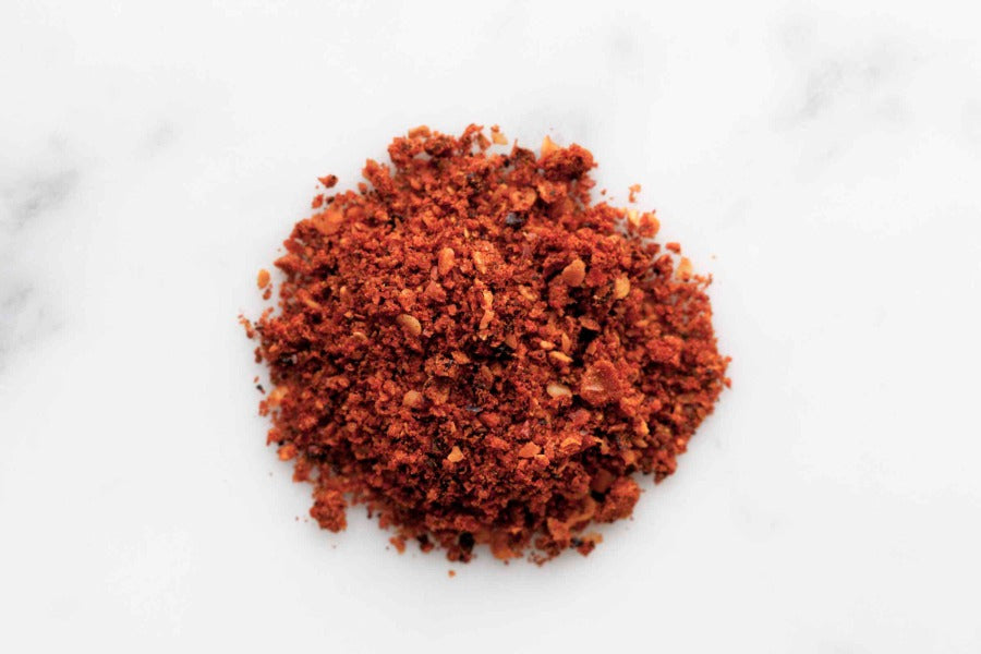 Pile of finely ground red piri piri spice blend