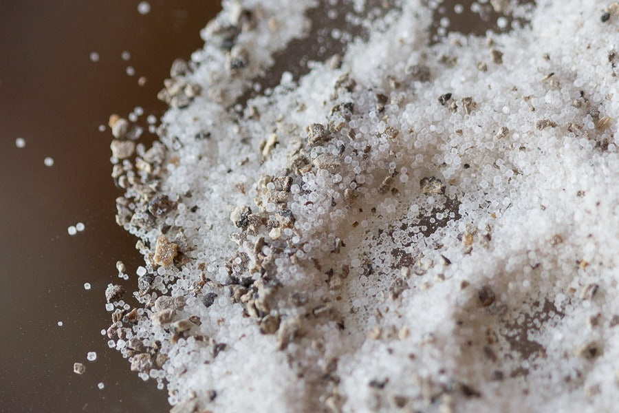 Coarse black truffle salt crystals heap