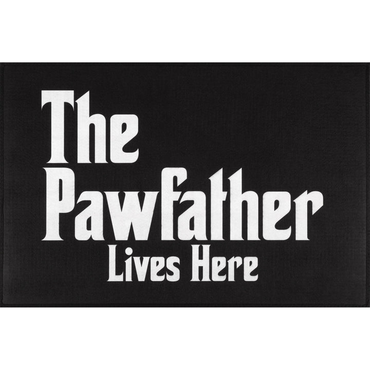 Black rectangular doormat with large &