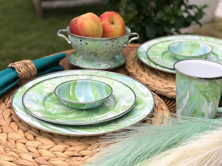 Golden Rabbit Enamelware Modern Monet Set of 3 Nesting Bowls