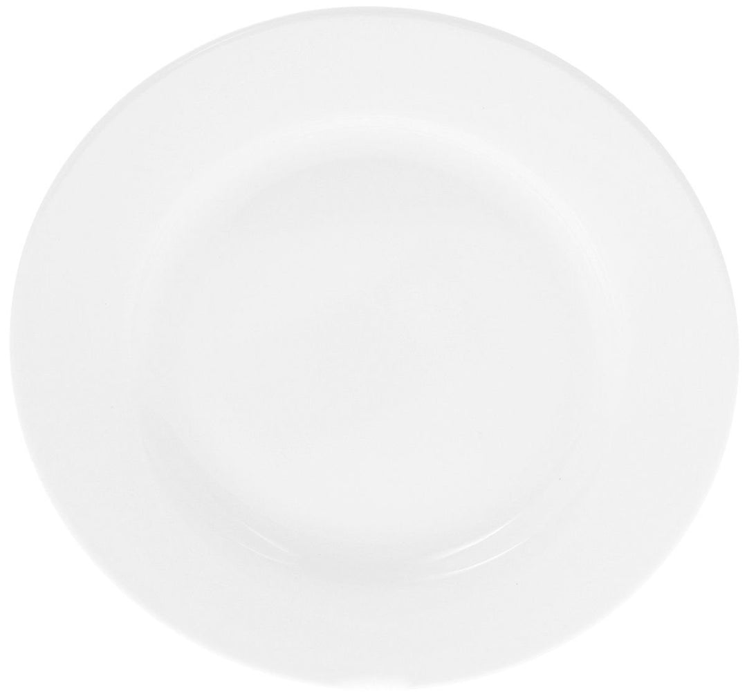 White 6 in bread plate with smooth rolled rim and shallow center