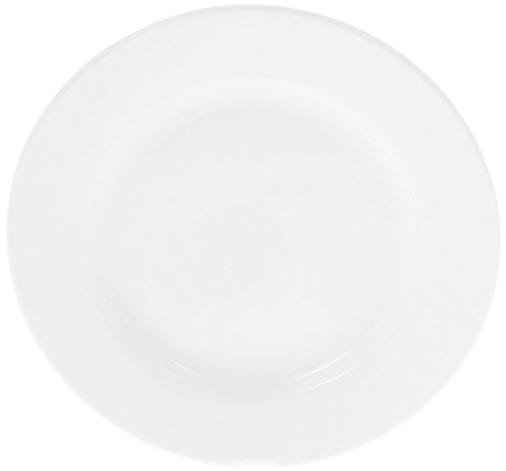 White 6 in bread plate with smooth rolled rim and shallow center