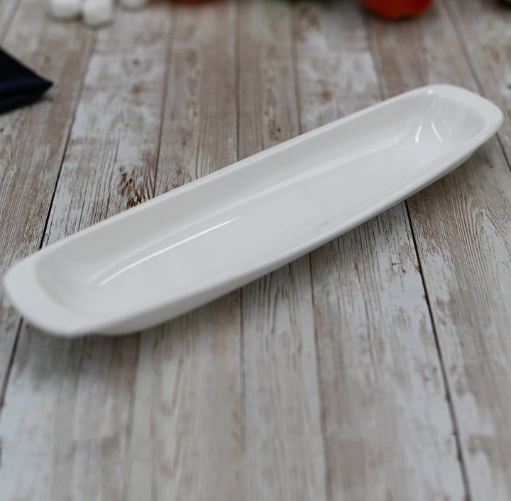 White long celery tray dish with glossy finish, 11 in (28 cm)