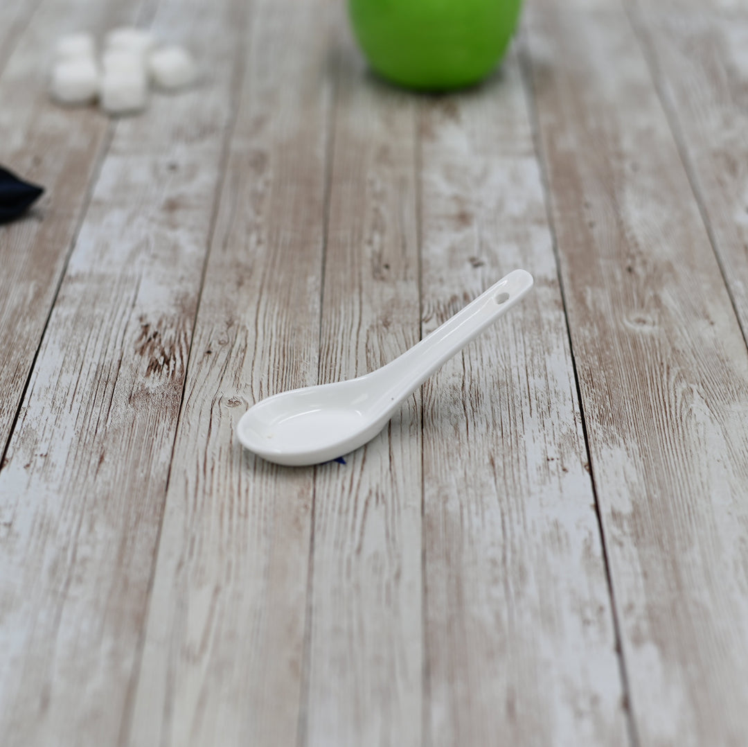 Fine Porcelain And Bamboo Serving Tray Combo Set With 12 Single Shooter Spoons
