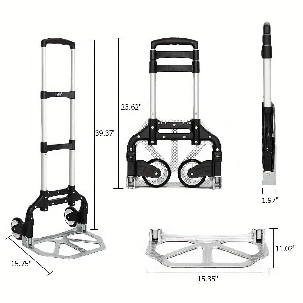 Folding Aluminum Hand-Cart and Dolly–165 lb Capacity