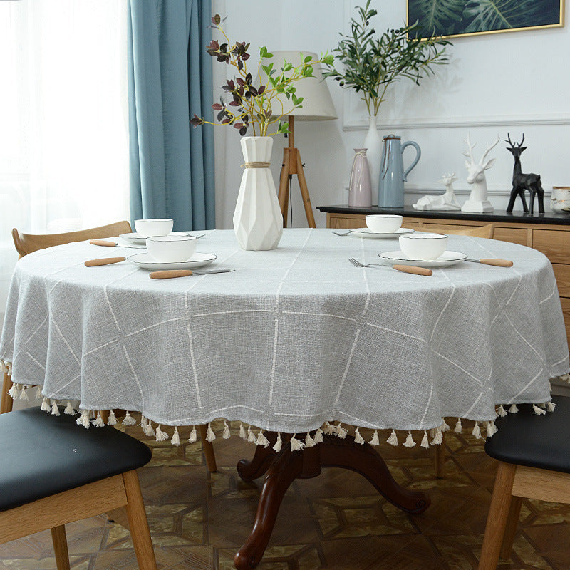 Cotton-Linen Round Table Cloth