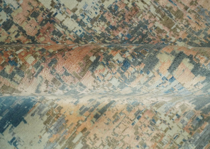 9x12 Fine Hand Knotted Brown Multicolor Modern Abstract Wool Area Rug