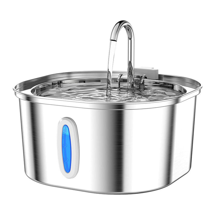 Stainless steel pet water dispenser with water stream fountain-style faucet