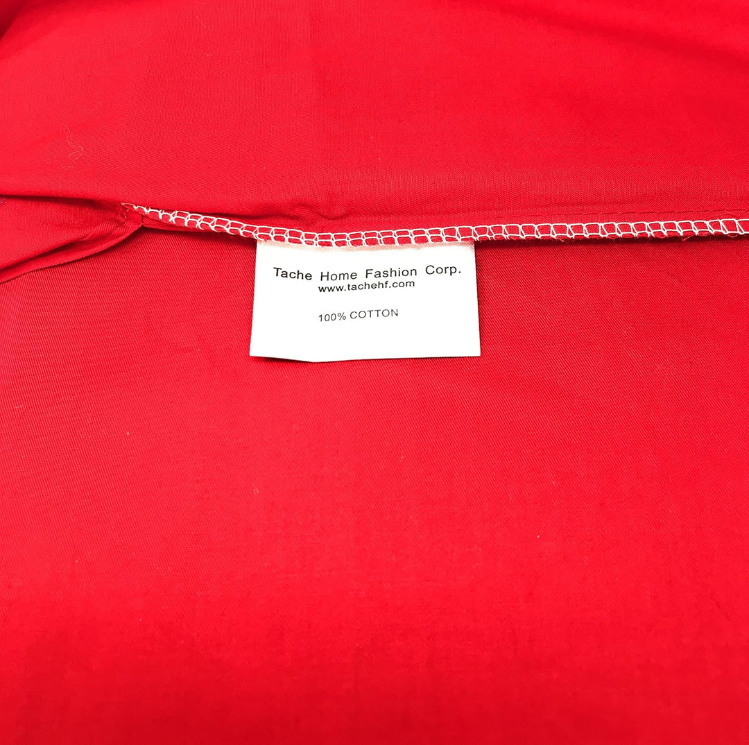 Tache 100% Cotton Vibrant Red & Black 4-Piece Sheet Set (BS4PC-BR)