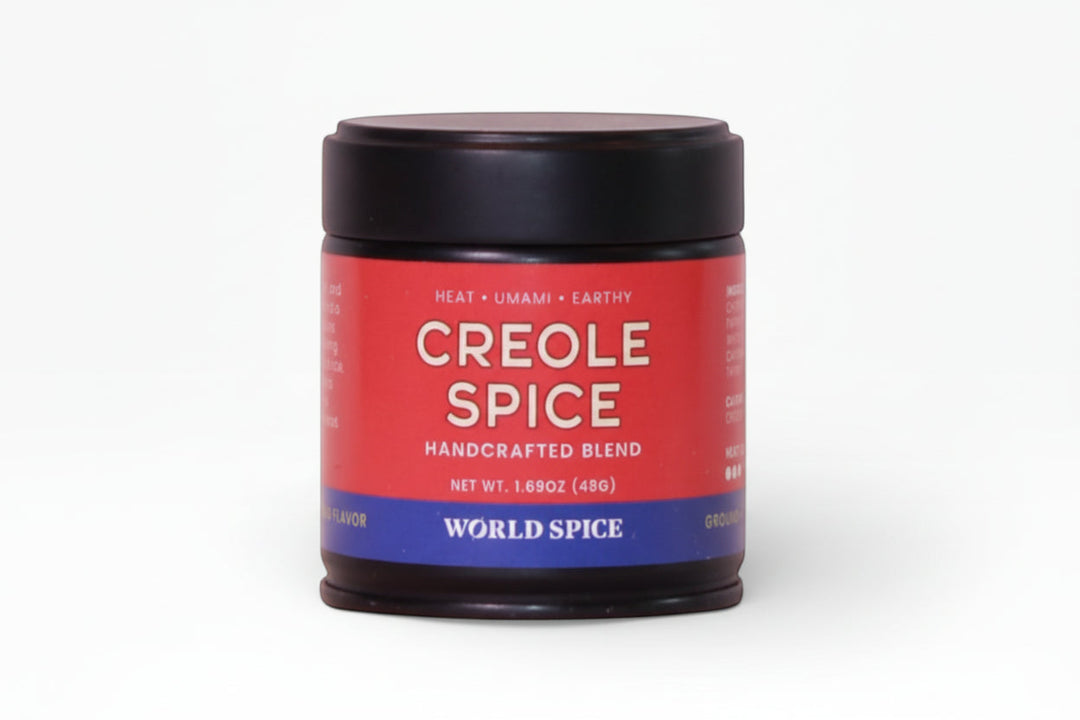 Creole Spice seasoning jar with black lid and red label, 1.65 oz (48 g)