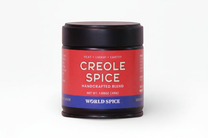 Creole Spice seasoning jar with black lid and red label, 1.65 oz (48 g)