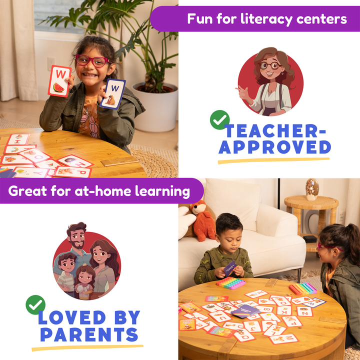 Letter card learning set with teacher and parent approval badges